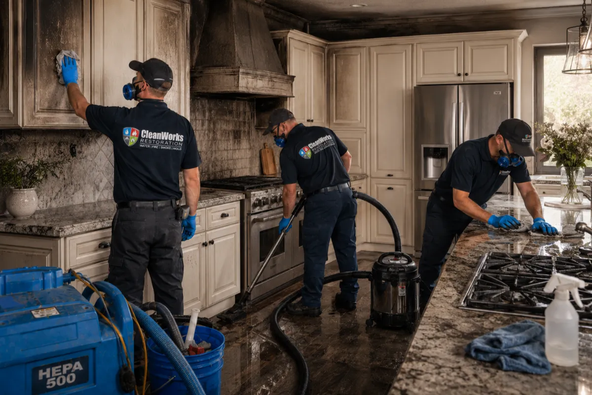 Cleanworks restoration crew responding 24/7 — Rhode Island fire damage